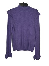 Polo Ralph Lauren Women Sweater Ruffle Wool Pointelle Thistledown Heathe... - $34.64