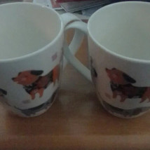 Pair Of White Coffee Mugs Dogs by PFALTZGRAFF - £17.08 GBP