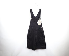 NOS Vintage 90s Streetwear Womens Medium Denim Jean Shortalls Overalls Black - £98.88 GBP