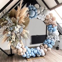 Baby Dusty Blue Balloons Arch Kit Neutral Beige Balloons Double Stuffed ... - £32.08 GBP