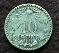 1934 Mexico Sivler Ten Centavos Double Broken Die - £11.71 GBP