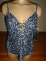New Coco Reef Lingerie Twist Uw Tankini Swimsuit Top Black W/ Polka Dot 32C Cup - £27.75 GBP