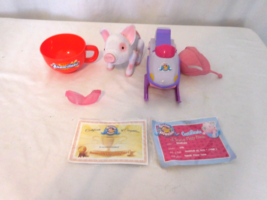 Toy Teck Flocked Teacup Piggies Pink Pig Talks 6” Snowflake + Snowmobile... - $29.70