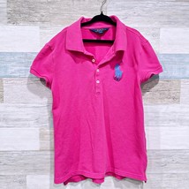 POLO Ralph Lauren Big Pony Polo Shirt Pink Girls Short Sleeve Cotton Large 12 14 - £19.38 GBP