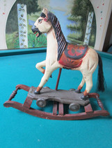 Ceramic And Wood Rocking Horse Christmas Decor 10 X 10&quot; - £59.67 GBP