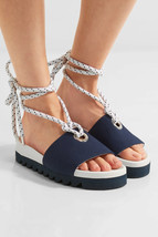 Joshua Sanders Women&#39;s Blue Sailor Canvas Slides Shoes size EU 39 US 9 M... - £99.68 GBP