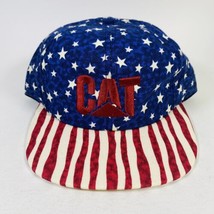 CAT Stars Stripes American Flag Snapback Hat Baseball Caterpillar Vintage Cap - £11.01 GBP