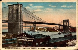 Vintage POSTCARD-THE Brooklyn Bridge, Manhattan Bridge In The Distance, Ny BK56 - £4.36 GBP