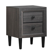 Home Living Room Nightstand Wooden Bedside Table W/2 Drawer Retro Grey - £88.12 GBP