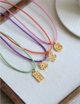 18k Gold Rope Happy Charm Necklace - vibrant, trendy, unisex, stackable - $30.50