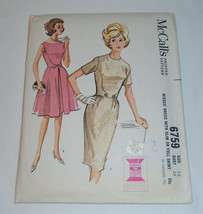 McCalls 6759 Slim or Full Skirted Party Dress Sz 12 Bust 32 Uncut Vintage 1963 - £11.85 GBP
