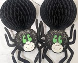 Vintage Spider Halloween Decor Tissue Honeycomb Hanging Table Top set 2 ... - $17.00