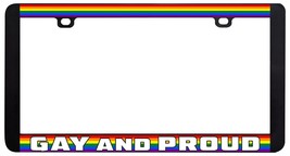 GAY AND PROUD GAY LESBIAN LGBTQ RAINBOW LICENSE PLATE FRAME - £6.22 GBP