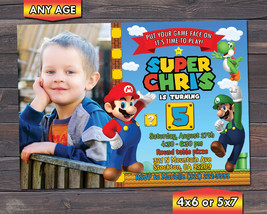 Super Mario Birthday Invitation - Super Mario Party Invitation - Any Age - £7.12 GBP