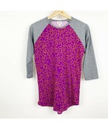 Lularoe Randy Top Shirt Star Pattern 3/4 Sleeve Crew Neck Gray Purple Si... - $98.11 MXN
