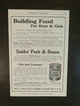 Vintage 1909 Snider Pork and Beans Full Page Original Ad - $6.64