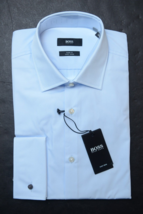 HUGO BOSS Hombre Jacques Ajustado Puño Francés Fácil Hierro Azul Camisa ... - $68.60