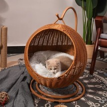 Hand-Woven Imitation Rattan Cat Bed, Comfy Cat Nest Basket, Hanging Basket Swing - £1,040.53 GBP+