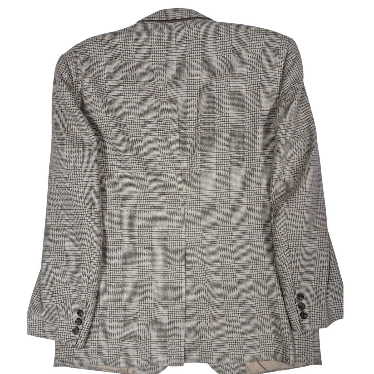 VTG Burberry Wool Tweed Plaid Blazer Brown/Beige/Grey Tweed 40 R Item image 2