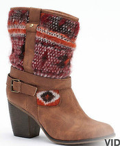 Candies Womens Mid Calf Brown Boots Tribal Pattern 6M 6 M - £47.39 GBP