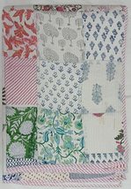 Paich Handmade Printed Kantha Bedspread Floral Pattern Kantha Bedsheet T... - $124.99