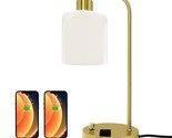 Industrial Table Lamp, Stepless Dimmable Gold Desk Lamp With 2 Usb Ports... - $53.99