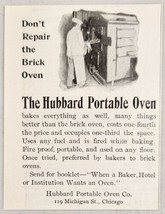 1899 Print Ad Hubbard Portable Ovens Baker at Work Chicago,Illinois - £8.15 GBP