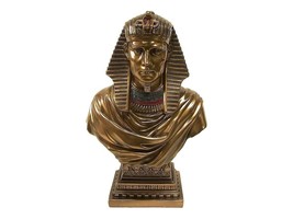 Egyptian Pharaoh Art Deco Style Bust Statue Cold Cast Bronze &amp; Resin Statue - £52.87 GBP