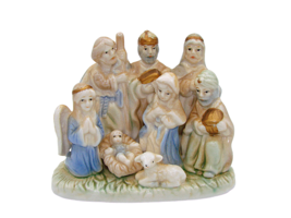 Porcelain Nativity Scene Figurine Holiday Christmas Religious Decor 4x4.5” - £13.62 GBP