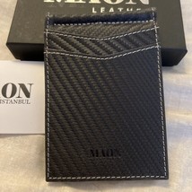 Maon Leather Mens Slim Wallet With Money Clip Rfid Blocking Bifold Credit Card - £23.21 GBP