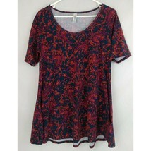 Lularoe Classic T Dark Blue W/ Purple &amp; Orange Paisley Design Size Small - $9.38