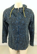 Bench Women&#39;s Blue Black Cheetah Print Long Sleeve Full Zip Jacket Size ... - $150.76 MXN