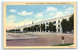 Vintage War Navy Building Washington DC Exterior Linen Postcard - $110.90 MXN