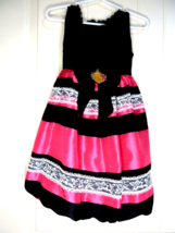 Sanrio Hello Kitty size 4 Black and hot pink fuchsia party dress polyester - £9.54 GBP