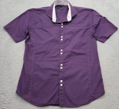 Bogosse Western Shirt Men Size 4 Purple Cotton Short Sleeve Collared Button Down - £20.76 GBP