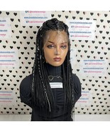 Cornrows Braids Braided Lace Frontal Box Braid Wig With Silver Hair Acce... - £166.21 GBP