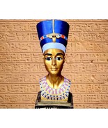 Unique Queen Nefertiti large Bust, Egyptian Art Gold and Black hand pain... - $321.61 CAD