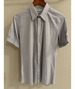 Alexander McQueen Button-Up Short Sleeve Shirt White Blue Stripe Sz Smal... - €216,54 EUR