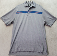 FootJoy Polo Shirt Mens XL Gray Stripe Polyester Short Sleeve Logo High Low Slit - $23.08