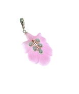 14K Pink Flower Pendant Accented With White Teardrop Beads 9 grams - $130.62