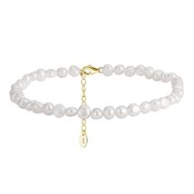 Irregular Natural white freshwater pearls strand 925 sterling silver sum... - £24.06 GBP