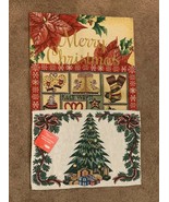 Three Tapestry Placemats Merry Christmas Poinsettia Tree Stay Warm 12 x ... - £9.54 GBP