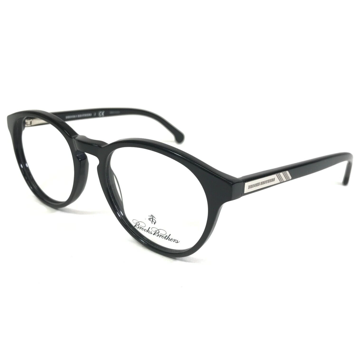Brooks Brothers Eyeglasses Frames BB 2018 6000 Black Silver Round 51-18-145 - $65.11