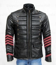 New Men&#39;s Military Soldier Buttons Stripes Brando Cowhide Leather Jacket... - $179.99