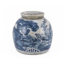 Blue &amp; White Vintage Ming Jar Pine Motif - Small - £143.21 GBP