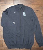 HUGO BOSS Hombre Balonso Cremallera Completa Ajustado Gris Oscuro Lana V... - £60.08 GBP