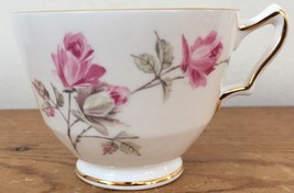 Vintage Crown Staffordshire Fine Bone China Gold Rim Pink Roses Flowers Tea Cup - £31.31 GBP