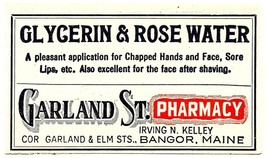 1  Antique Pharmacy Label GLYCERIN &amp; ROSE WATER Garland St Pharmacy Bang... - $28.11