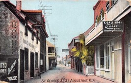 ST AUGUSTINE FLST GEORGE STREET~ROSIN &amp; CO POSTCARD 1908 CARLETON FL PSTMK - £4.84 GBP