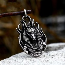 Mens Egyptian God Anubis Pendant Necklace Protection Jewelry Stainless Steel 24&quot; - £7.90 GBP